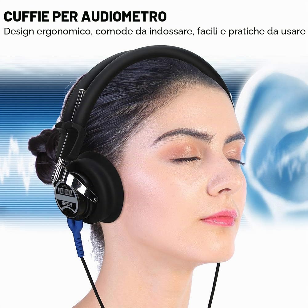 Cuffie Audiometriche Digitali Tester d'Ascolto Cuffie ad Alta Sensibilità per Audiologi Test d'Ascolto in Linea Aerea Adatto per Scuole Guida Centri dell'Udito