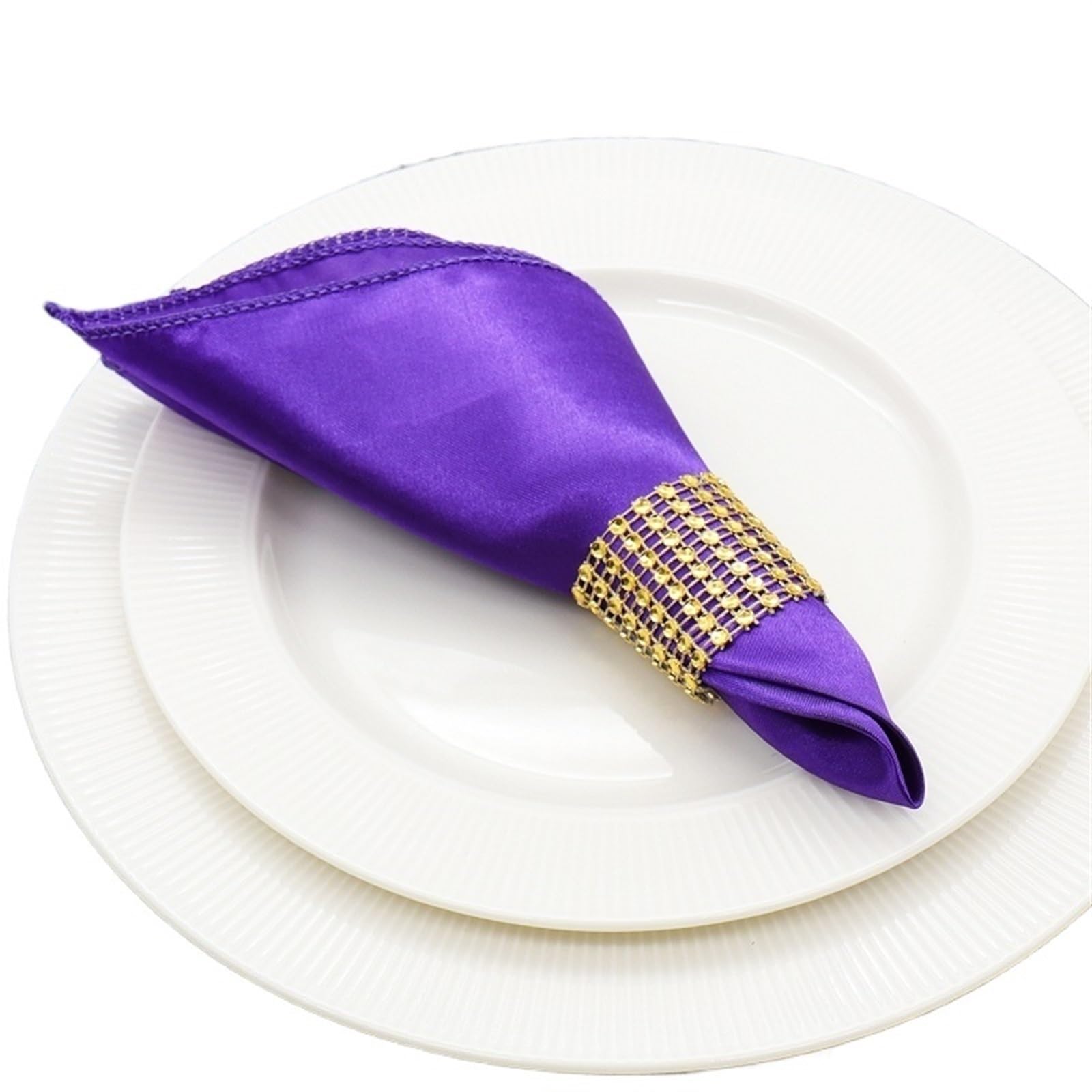 serviettes napkins 50 pcs/set Napkins 30cm Square Satin Fabric Handkerchief Table Dinner Napkin For Wedding Decoration Party Event Home Supplies for dining wedding party everyday home(Purple)