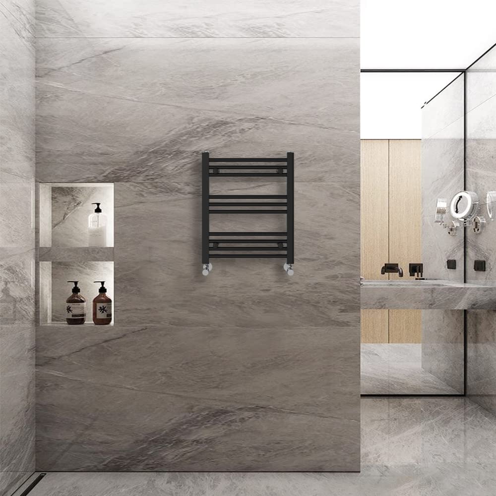 Warmehaus Black Straight Heated Towel Rail Radiator Ladder 600X500mm Central Heating Radiators For Bathroom Kitchen