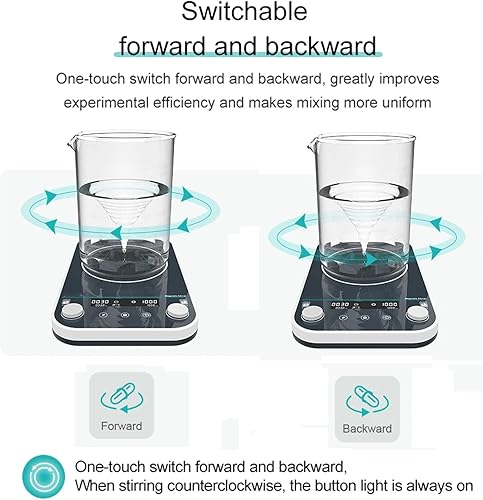 Vista 3 de Agitador magnético de laboratorio, mezclador digital con barra de agitación, velocidad ajustable, 9 juegos de almacenamiento de programas, marcha