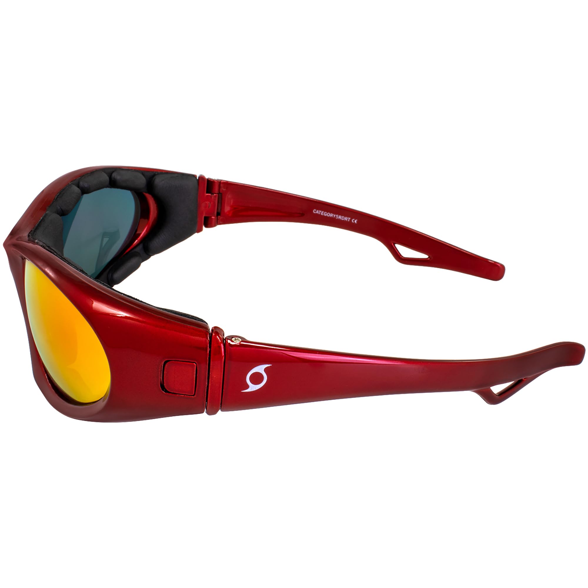 Hurricane Eyewear Categoria 5 Jet Ski Water-Sport Galleggiante 2 in 1 Occhiali da sole e maschera Montatura rossa con lenti a specchio rosse
