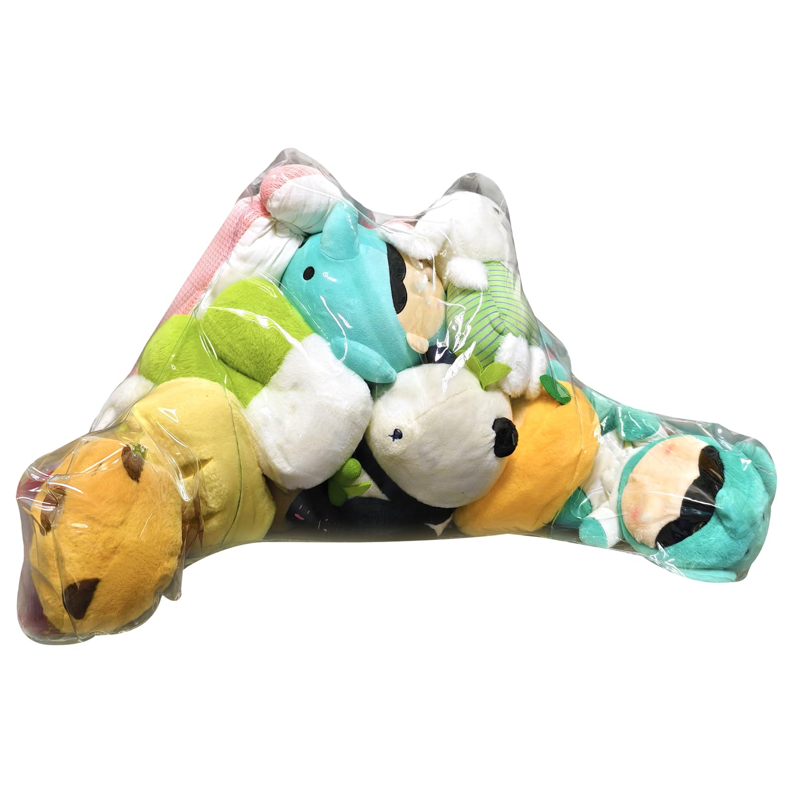 Clear Stuffed Animal Bean Bag Chair Cover for Kids, Stuffed Animal Backrest Cushion Cover, Large 30L Toy Organizer for Kids, Waterproof Easy-Clean Plush Toy Holder Backrest with Zipper for Children