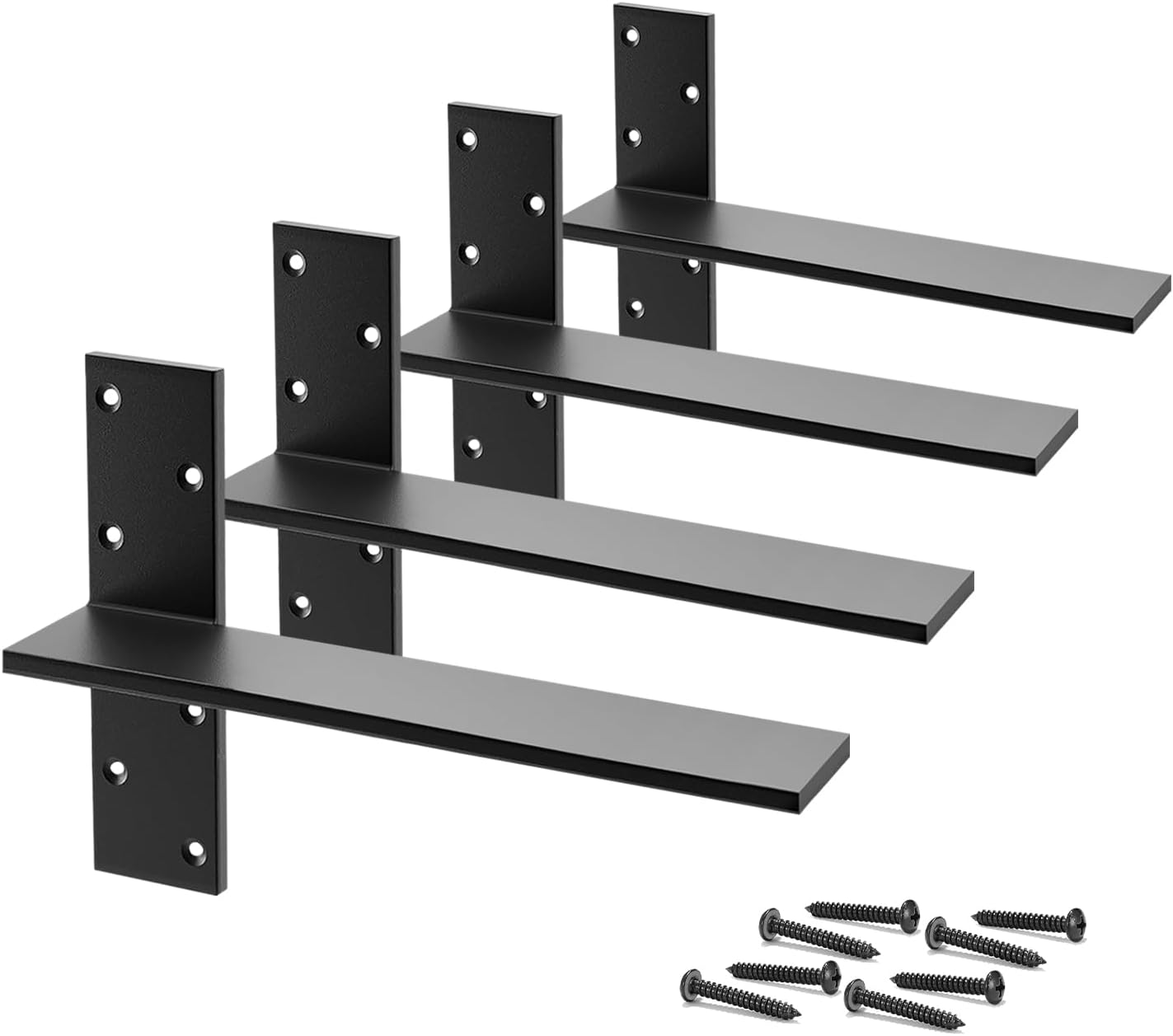 Floating Shelf Brackets Heavy Duty 3/8" Thick 4 Pack 20" Lx2.5 W Steel Hidden Countertop Support Brackets for Wall Mounted Granite, Quartz and Industrial Shelving