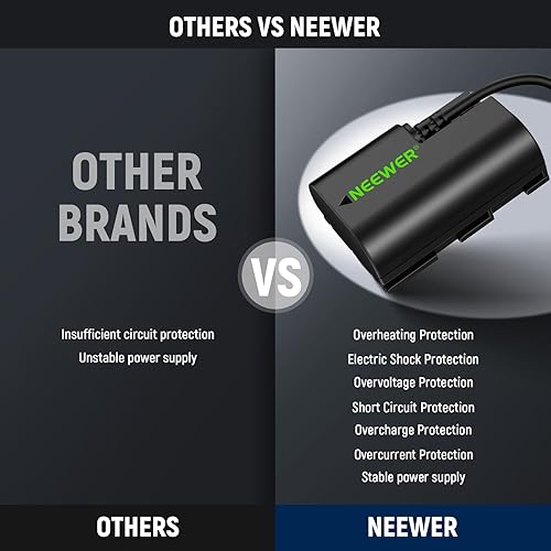 Miniatura 80 de NEEWER D Tap to NP-F550 Batería ficticia con cable para batería de montaje en V, fuente de alimentación estable para RGB660 RGB1200 RGB168 BH20B Luz