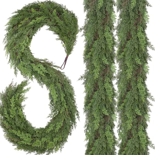 2 Pcs 9FT Christmas Cedar Garland Real Touch Christmas Garland Thick and Lush Christmas Garland Realistic Artificial Greenery Garland for Fireplace Holiday Indoor Outdoor by Oleitodh - Image 9