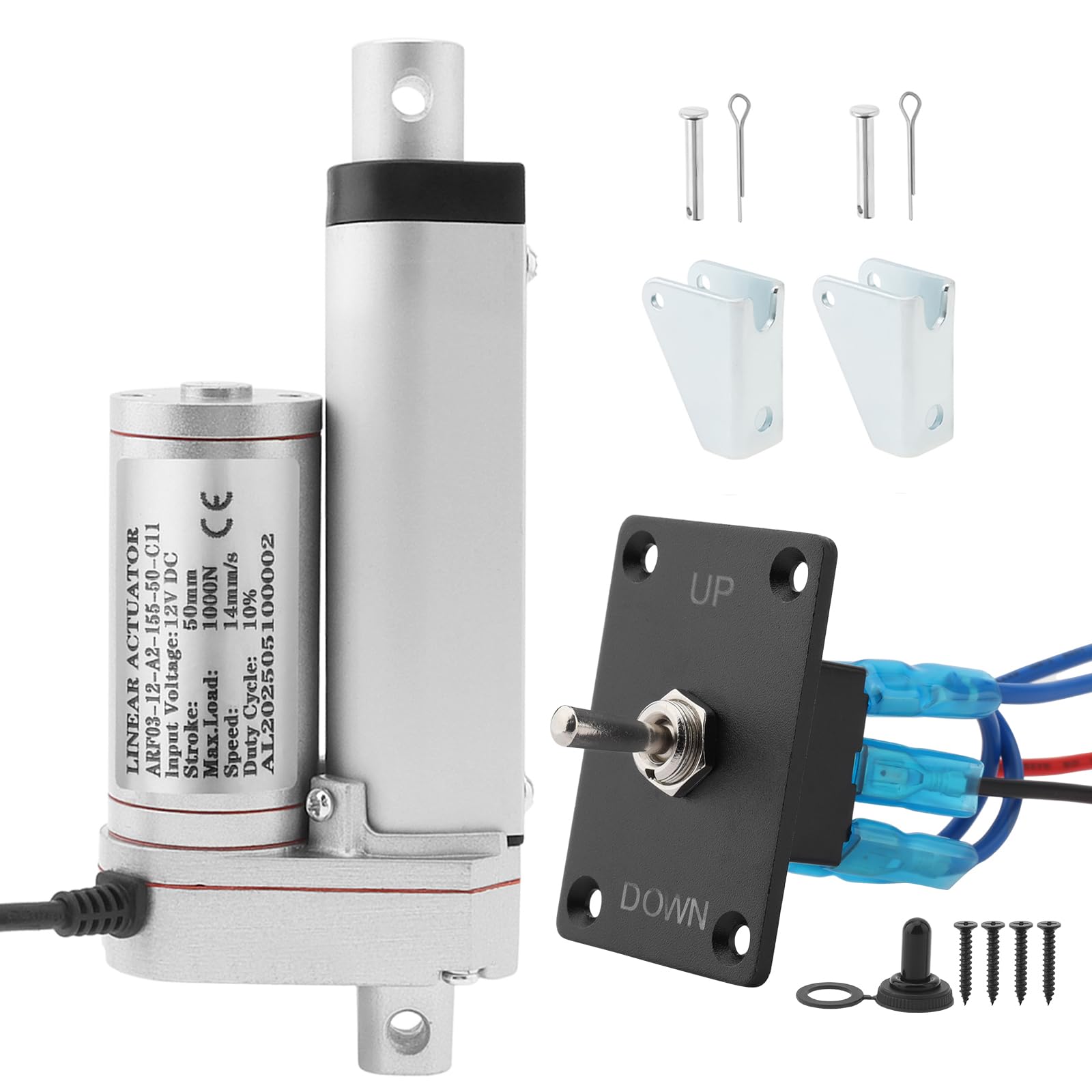 Actuador lineal resistente IP54 con interruptor impermeable y soporte incluido 8