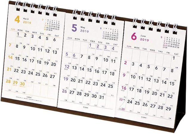Amazon キュービックス 19年 カレンダー 卓上 ベーシック 3か月 5007 01 19年4月始まり カレンダー 文房具 オフィス用品