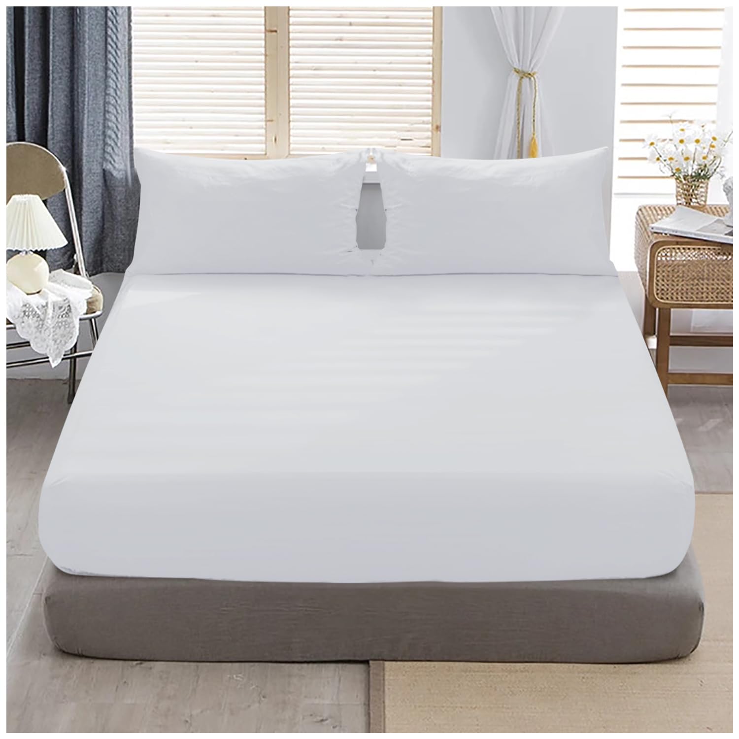 Gc Gaveno Cavailia White Superking Fitted Sheet Deep - Bottom Sheet For Super Kingsize Bed With 40Cm 16 Inches Extra Deep Sided Pocket, Soft Polycotton Bedsheet Ultra Deep Fit