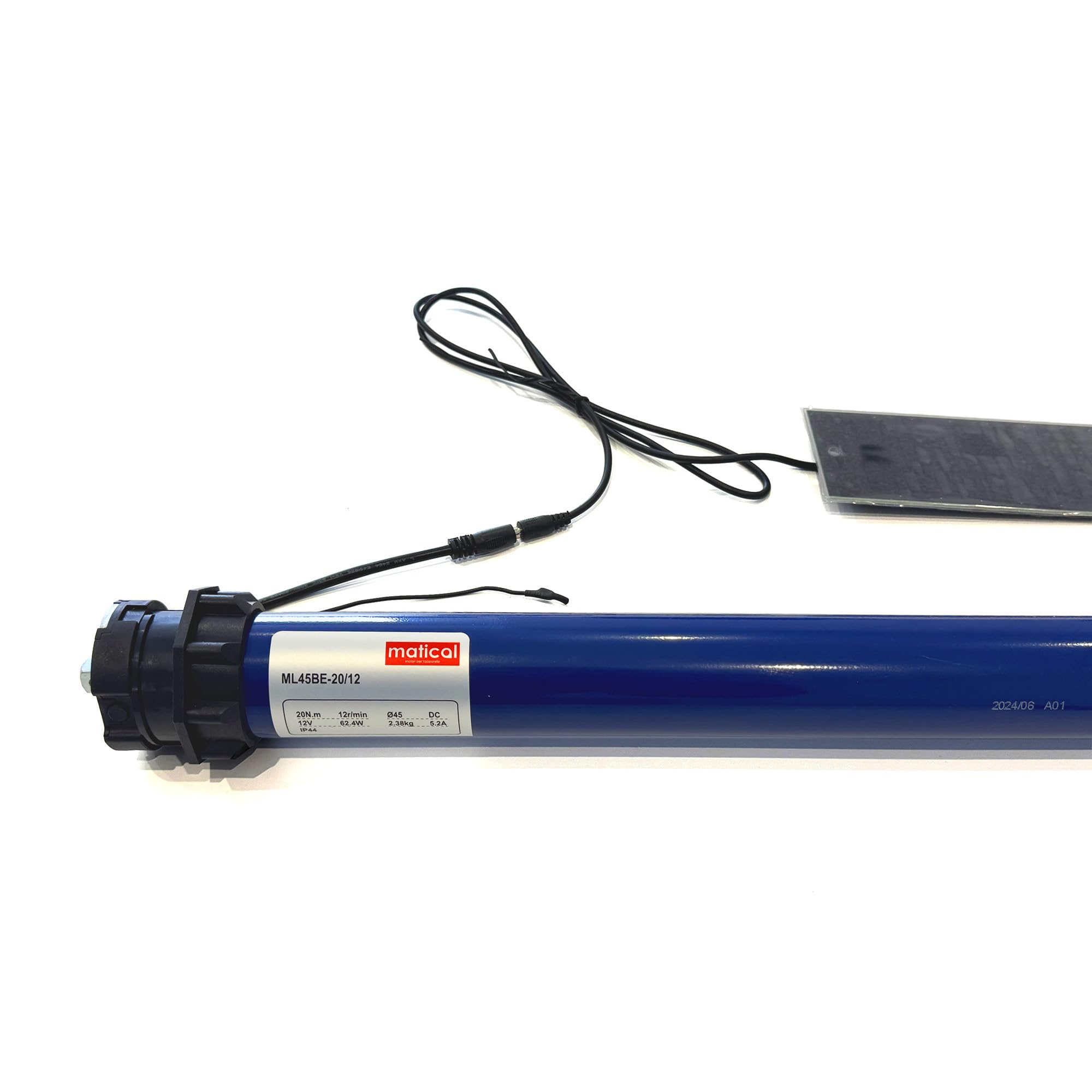 Motore Matical per Tapparelle Elettriche con Batteria e Pannello Solare - Portata 40 kg 20 Nm per Rulli da 45 mm -