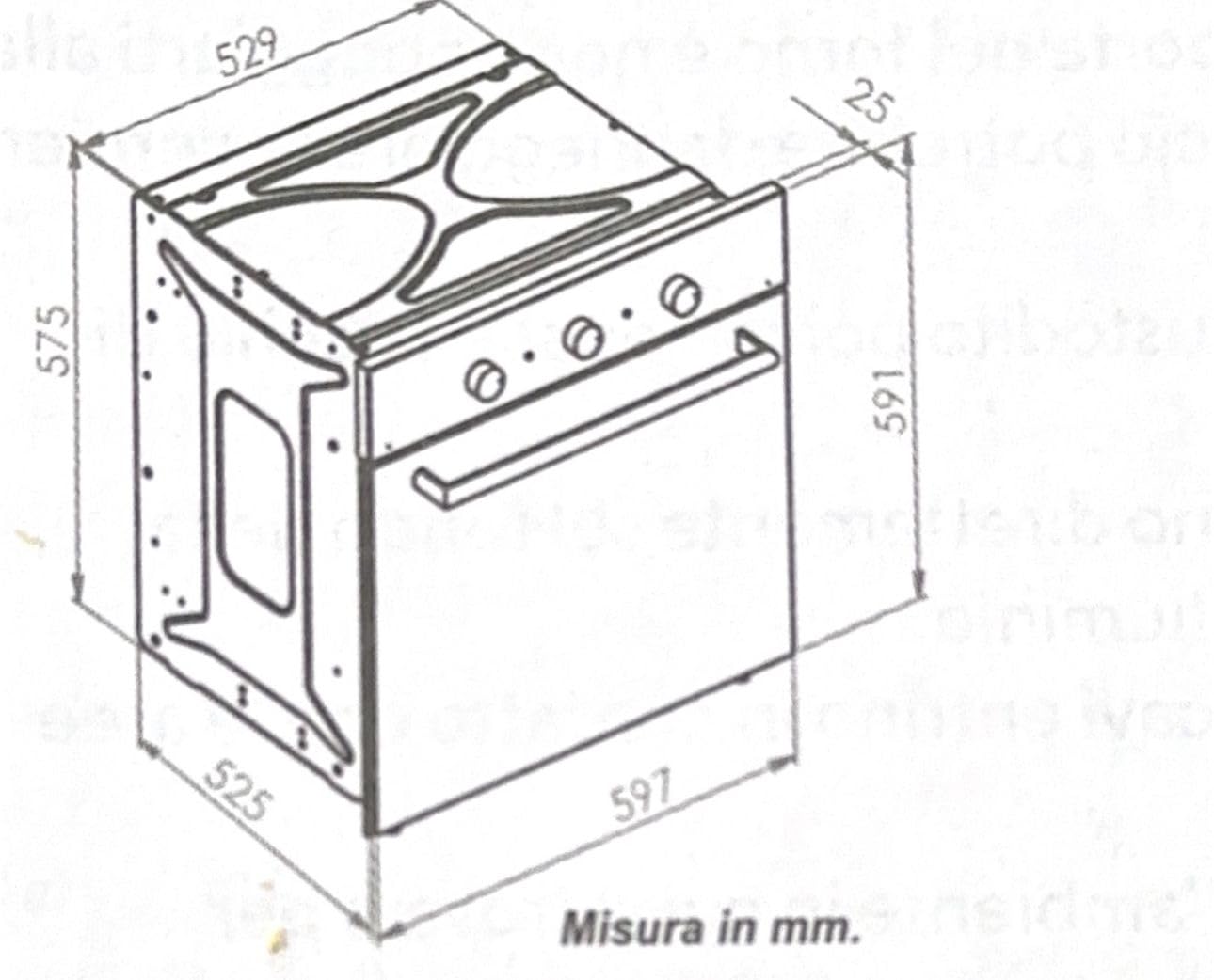 Forno Elettrico Da Incasso Ventilato Multifunzione Classe A Inox Acciaio e Nero 53 Litri 1900 W
