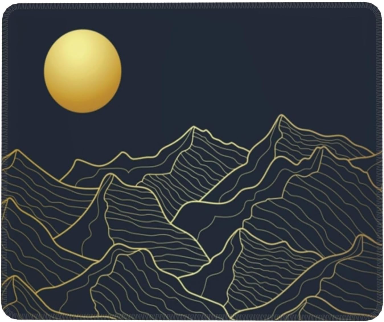 Golden Mountains Lines Moon Mousepad Non-Slip Rubber Base Mouse Pads for Computers Laptop Office Desk Accessories Mouse pad 7.9 x 9.5 in