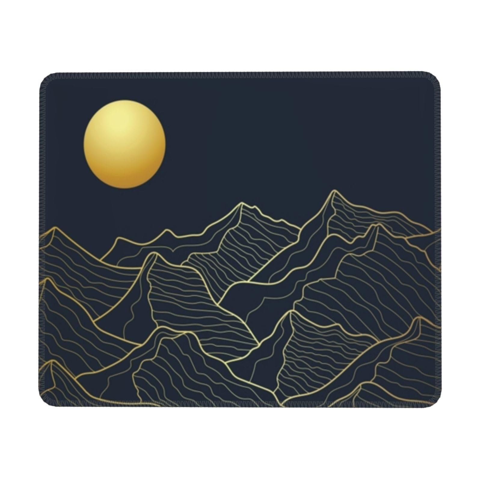 Golden Mountains Lines Moon Mousepad Non-Slip Rubber Base Mouse Pads for Computers Laptop Office Desk Accessories Mouse pad 7.9 x 9.5 in