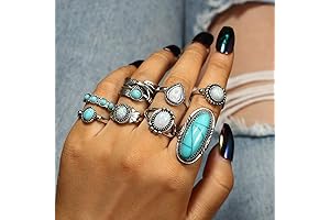 8 Pcs Bohemian Turquoise Joint Knuckle Rings Set