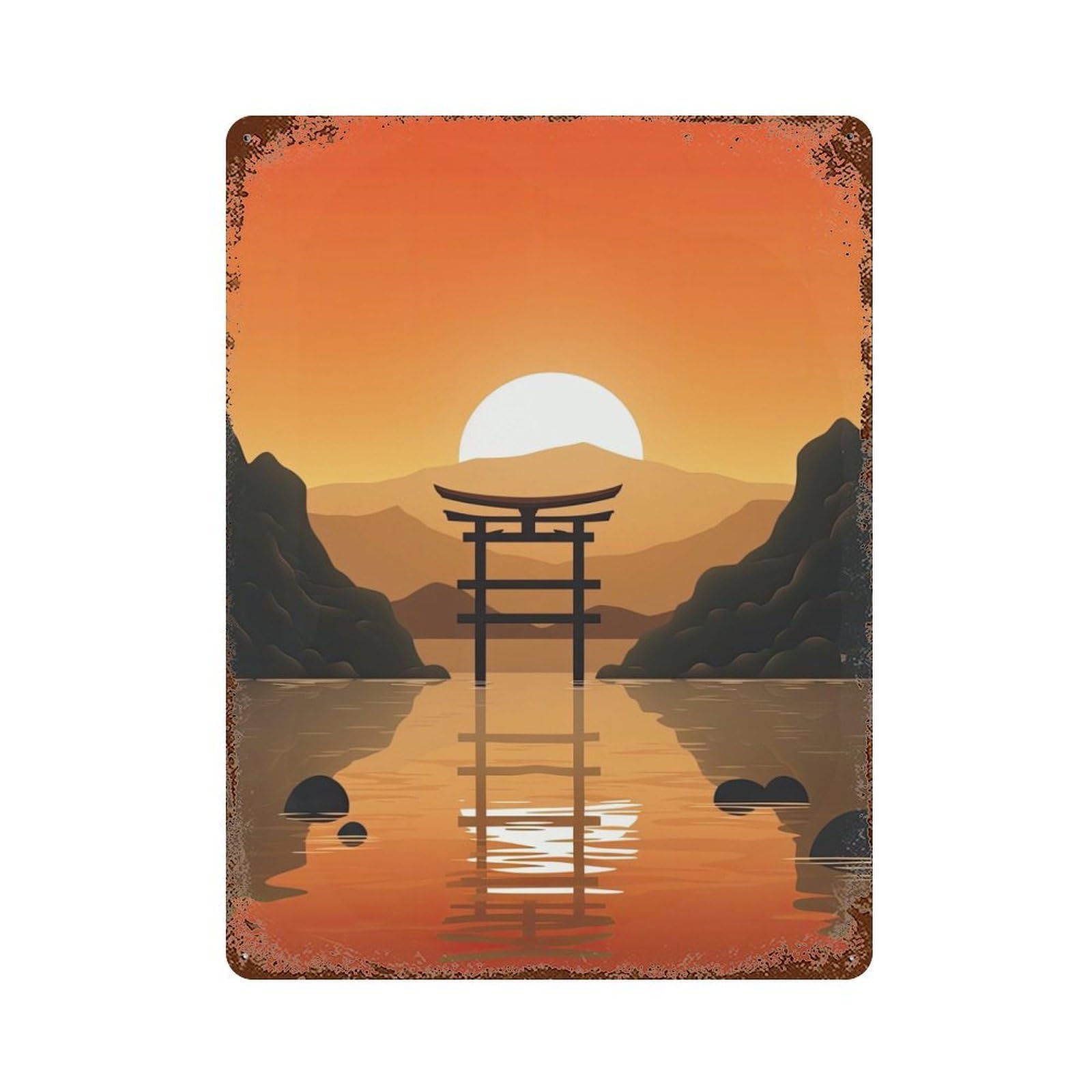 Decorative Tin Sign with Soul Soothing Shinto Design 15.7"x11.8", for Garage, Bar And Workshop Decor, Farmhouse Wall Decor