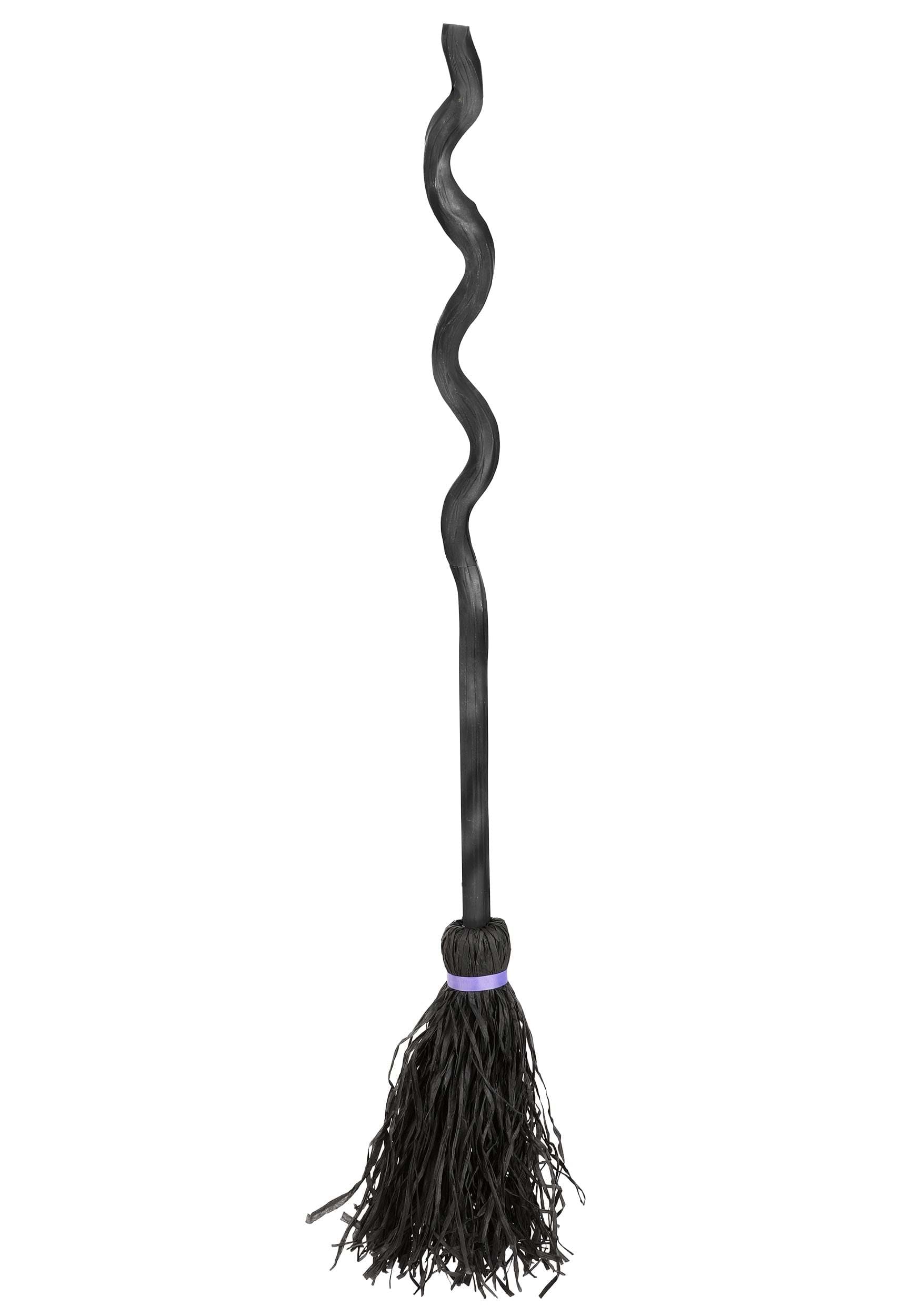 Spiral Staff Witch's Broom - 3 Piece, 52 inch Witches Broomstick - Halloween Witch Cosplay Costume Accessory - Black