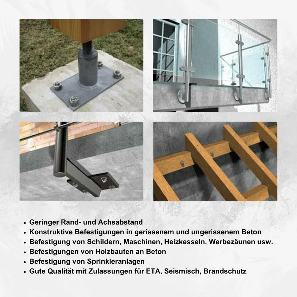 BATIFIX Schwerlastanker M12 x 180, 50 Stück, verzinkt mit ETA Option 1 | Industriequalität Schwerlastdübel Keilanker Bolzenanker Ankerbolzen Blitzdübel Ankerschraube