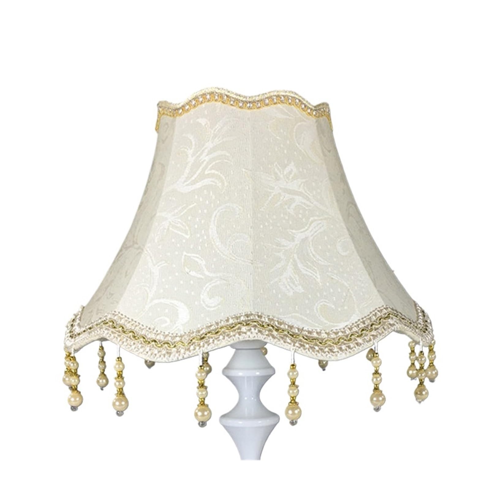 Luysgbxr Color-01 Tassel Lampshade Pearl Tassel Table Lamps Shade Cloth Fringe Beads Cover Retro Bedroom Decoration