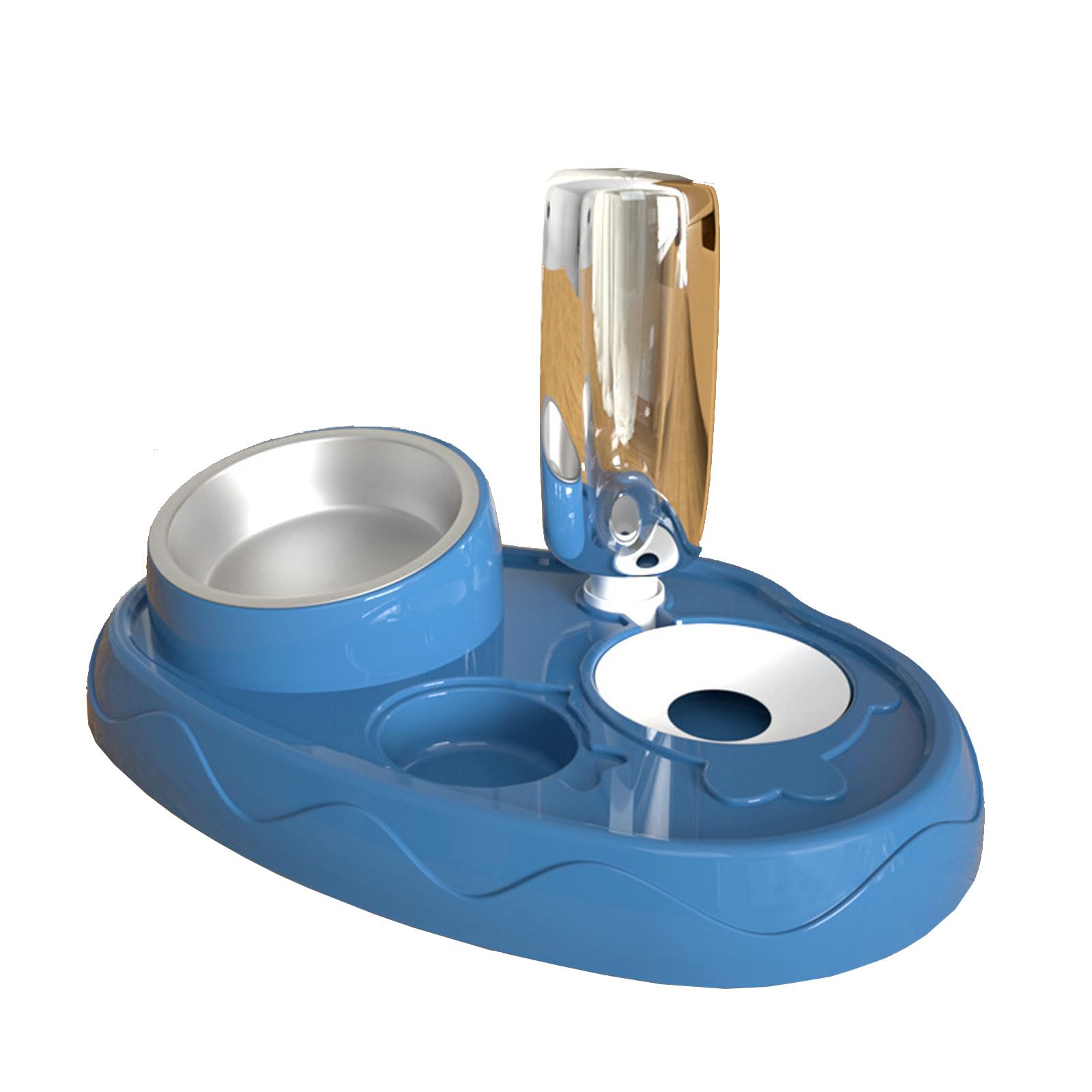 comedero para Mascotas, Cuenco for Gatos con Soporte de Acero Inoxidable for Comida y Agua, Cuencos for Perros, Cuenco Doble for pequeños(Blue)