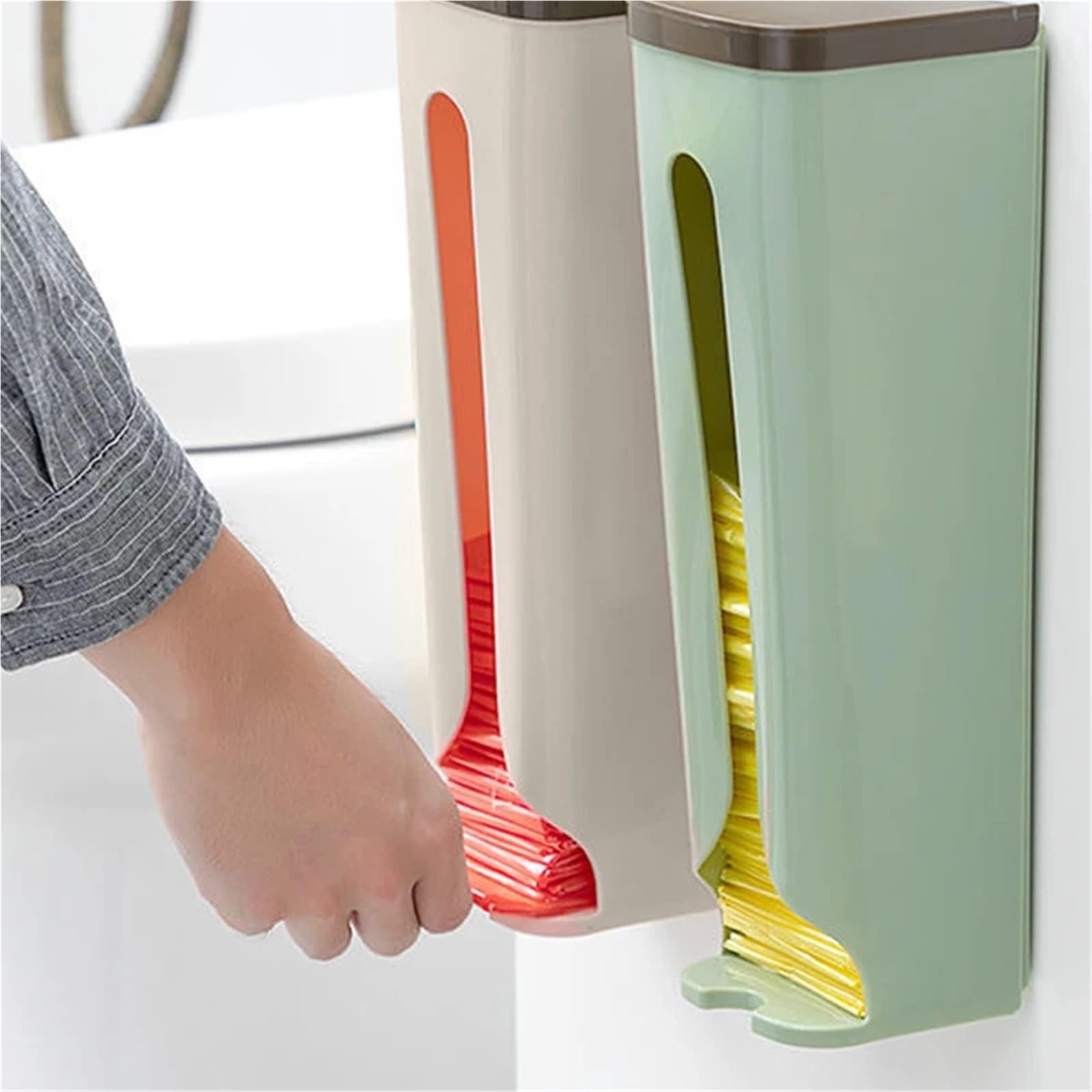 Distributore Di Sacchetti Di Cestino 2 pezzi scatola di immagazzinaggio del sacchetto della spazzatura scatola di immagazzinaggio a parete in plastica for la cucina sacchi della spazzatura camera da l
