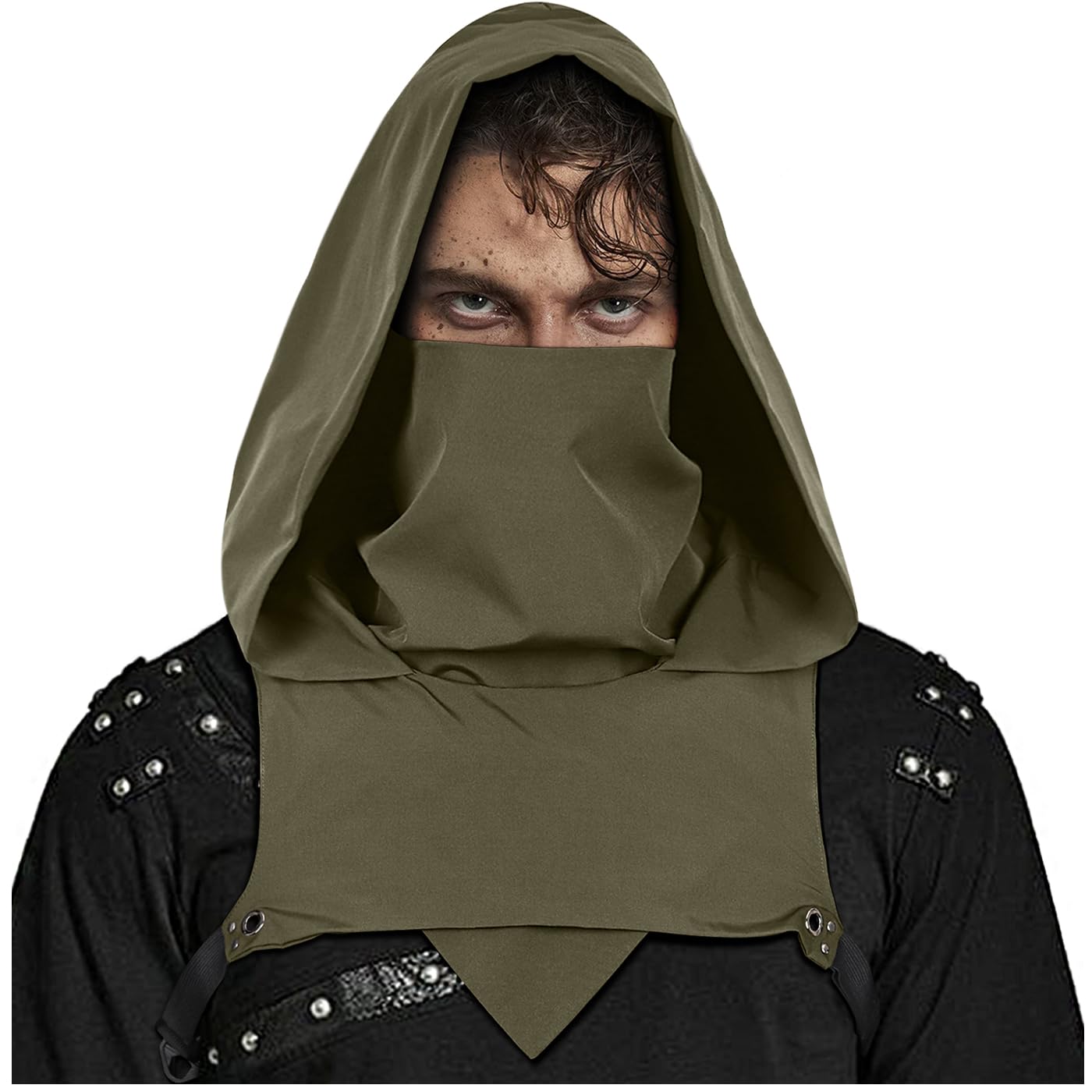 L'VOW Ninja Hooded Cape Hat Rogue Cowl Hood Scarf for Halloween Assassin's Creed Cosplay