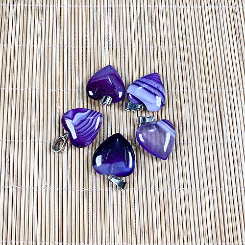 Lhj 20Pcs Natural Stripe Agate Pendants Heart Shape Charms Pendants For Necklace Bracelet Jewelry Making #TOP5