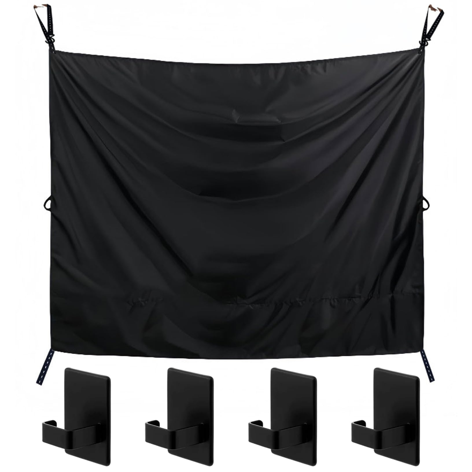 Rideau de douche pour camping-car en tissu Oxford 420D noir 180x229 cm