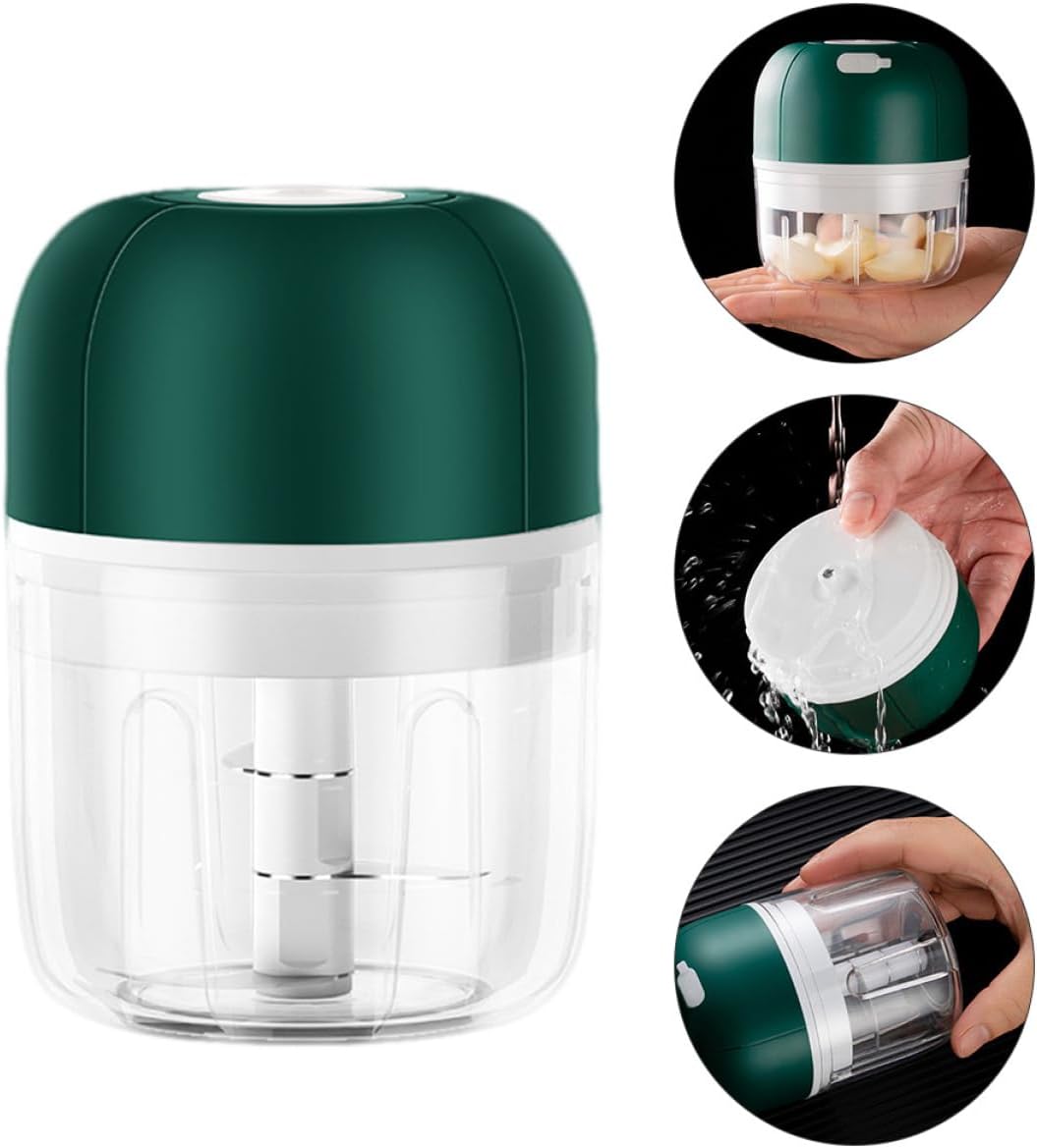 Mobestech 1Pc Electric Garlic Chopper Stainless Steel Vegetable Crusher for Easy Garlic Mincing Compact and Portable Mini Food Processor for Vegetables and Fruits