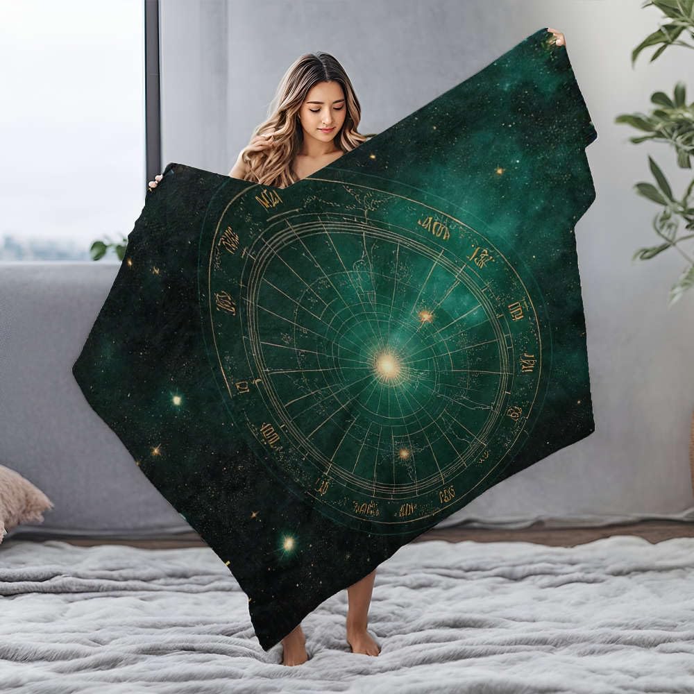 Couverture polaire en flanelle king size motif astrologique zodiaque 125x150cm