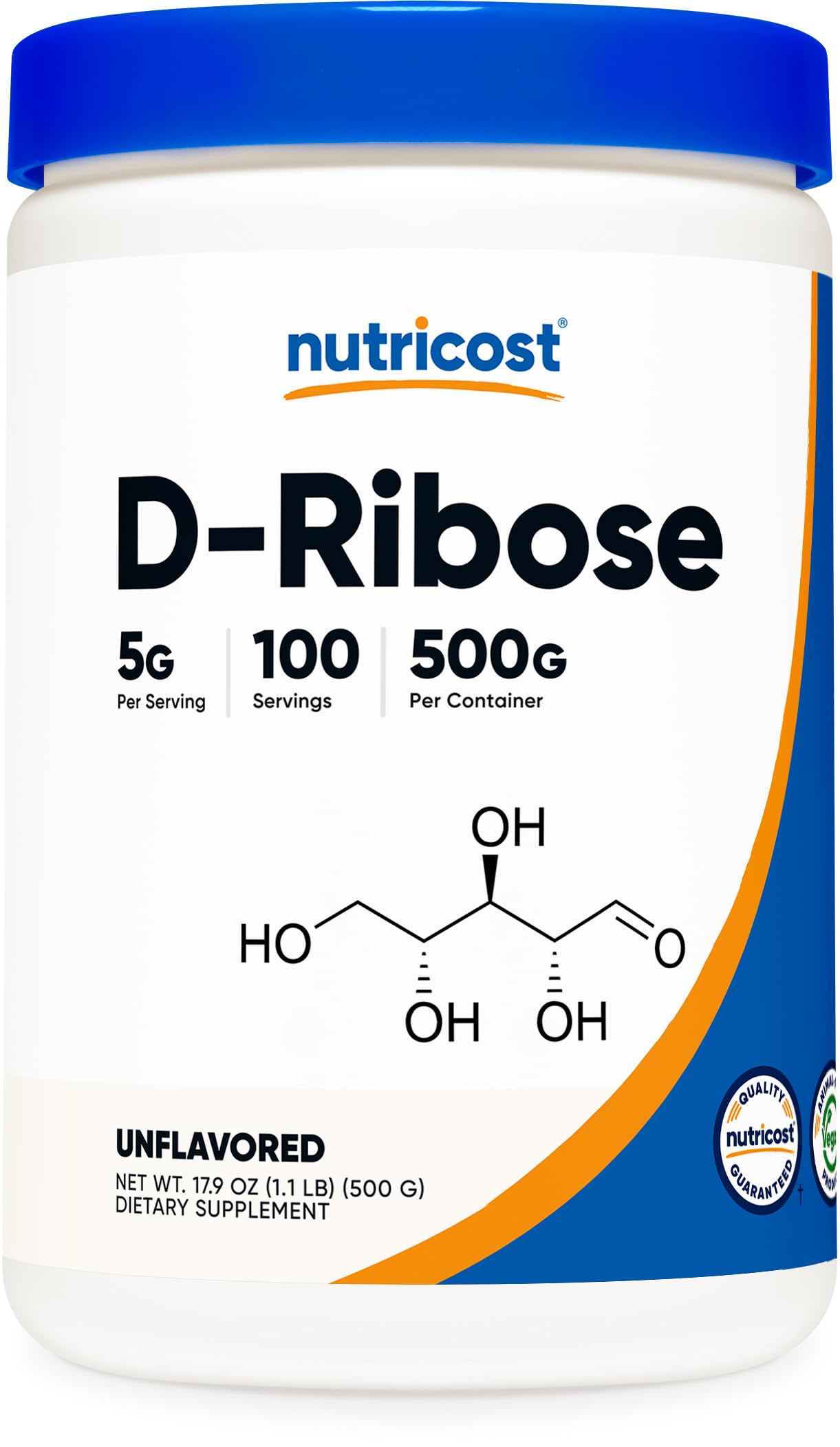 D-Ribose Powder 500 Grams - 5000mg Per Serving, Non-GMO (500 Grams)
