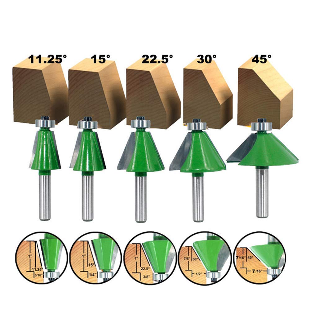 Broca de enrutador biseladora de vástago de 8 mm Fresa de 11.25-45 grados para carpintería - # 1