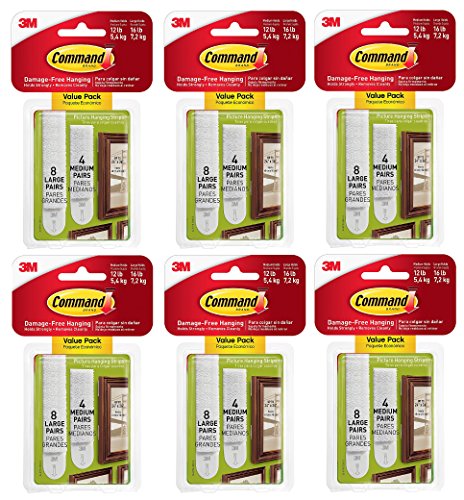 Image of Command Picture Hanging Strips Variety Value Pack, 4-Medium and 8-Large Strips, 6-Pack