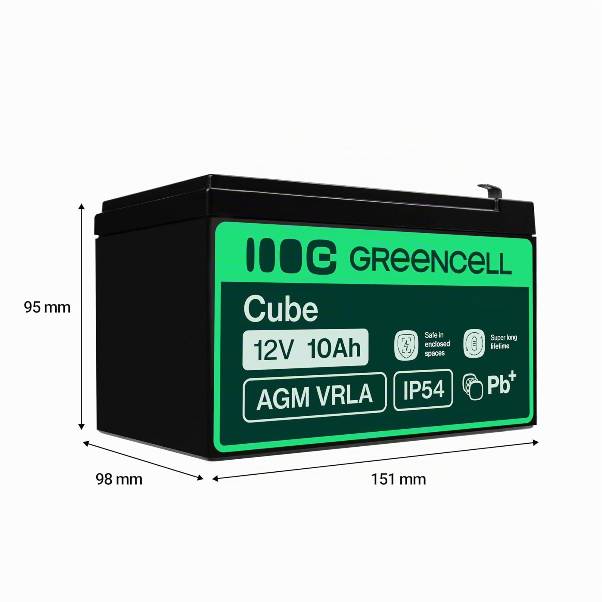 Green Cell Pro AGM 12V 10Ah VRLA Batterie au Plomb pour Jouets et Tondeuses | Pour Caisses et Balances, Systèmes d’Alarme et de Sécurité Incendie, Caméras de Surveillance et Systèmes de Télécommunication