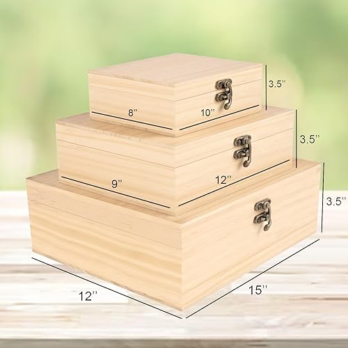 Miniatura 4 de Caja de madera personalizada de nogalpino, caja de madera de memoria familiar grabada personalizada, nogal grande con iniciales, cajas decorativas