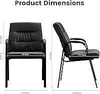 Vista 3 de Juego de 2 sillas de recepción de invitados de oficina, sillas de sala de conferencias, sillas de sala de espera, 2 unidades, silla de escritorio