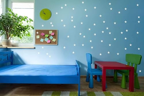Miniatura 7 de Easma Calcomanías de pared de estrellas (191 estrellas+1 luna + 1 corazón) 3 tamaños de estrellas blancas y luna, calcomanías extraíbles para