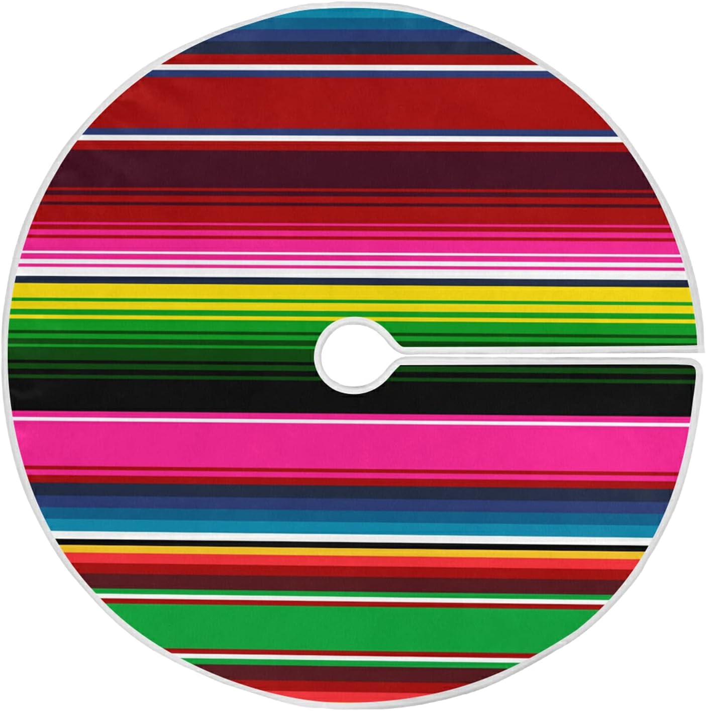 WELLDAYMexican Serape Blanket Stripes Colorful Christmas Tree Skirt Rustic Xmas Ornaments Holiday Party Decorations Mat 36 Inch