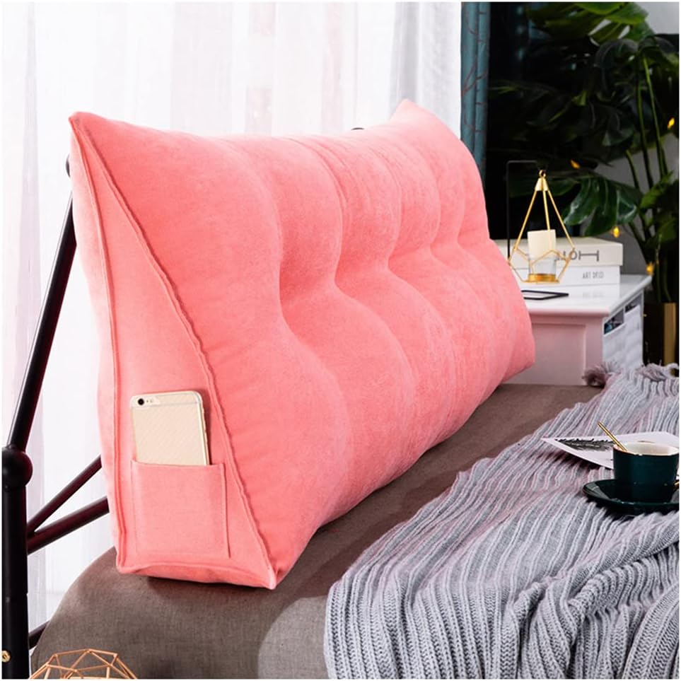 Triangular Reading Bed Rest Pillow, High Rebound Upholstered Headboard Backrest, Removable & Washable Cover, Perfect Bolster Lumbar Cushion for Day Bed,H,40x50x20cm