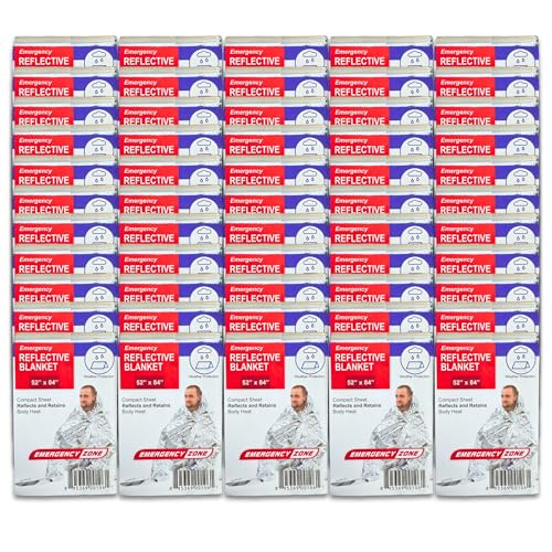 Image of [50 Pack] Thermal Reflective Emergency Blanket 52 inchx84 inch | Emergency Mylar Blankets | Survival Blanket for Survival Supplies | Camping, Hiking, or Emergencies