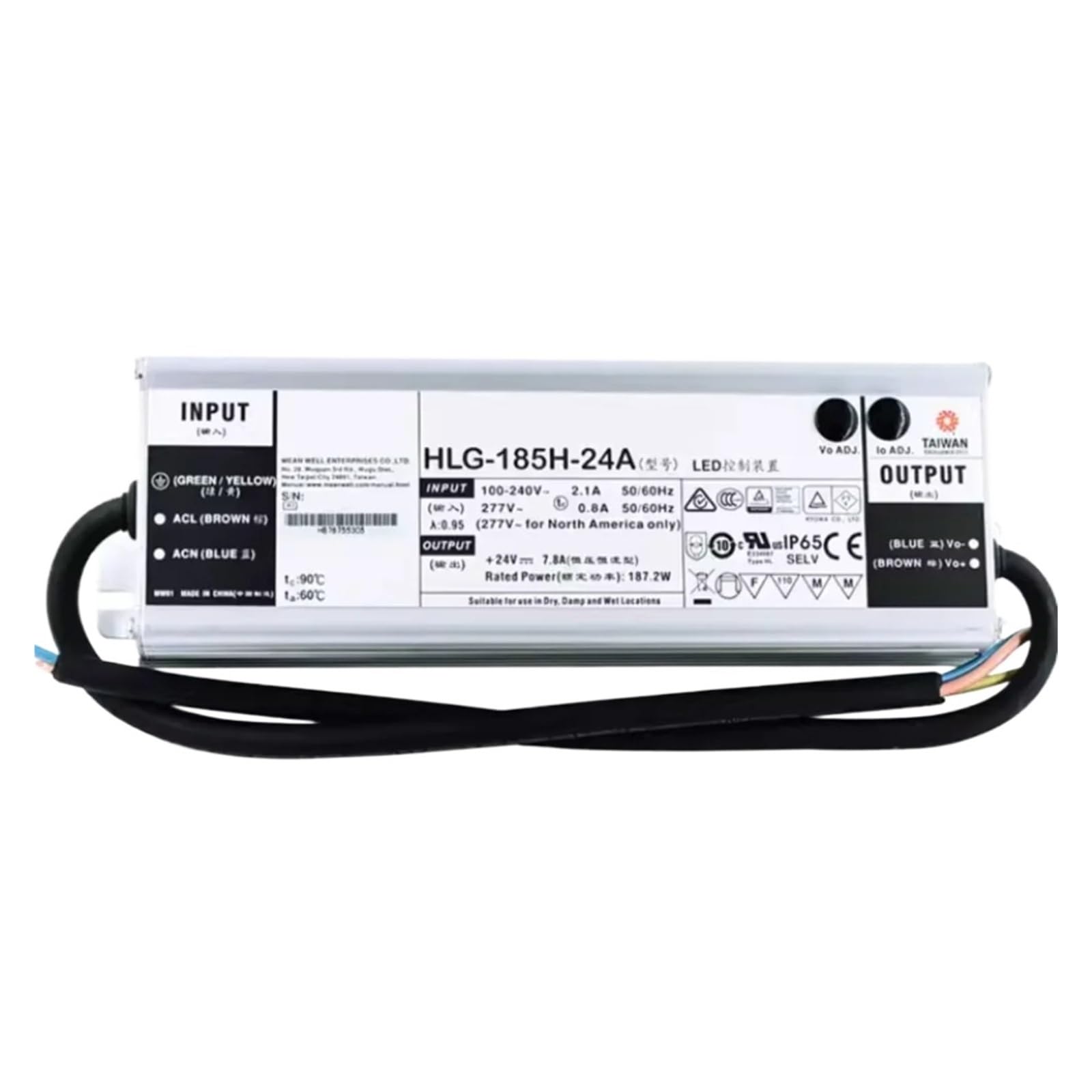BALYDLUL 185W Constant Voltage + Constant Current LED Driver HLG-185H-12A HLG-185H-15A HLG-185H-20A HLG-185H-24A HLG-185H-30A(HLG-185H-36A 36V)