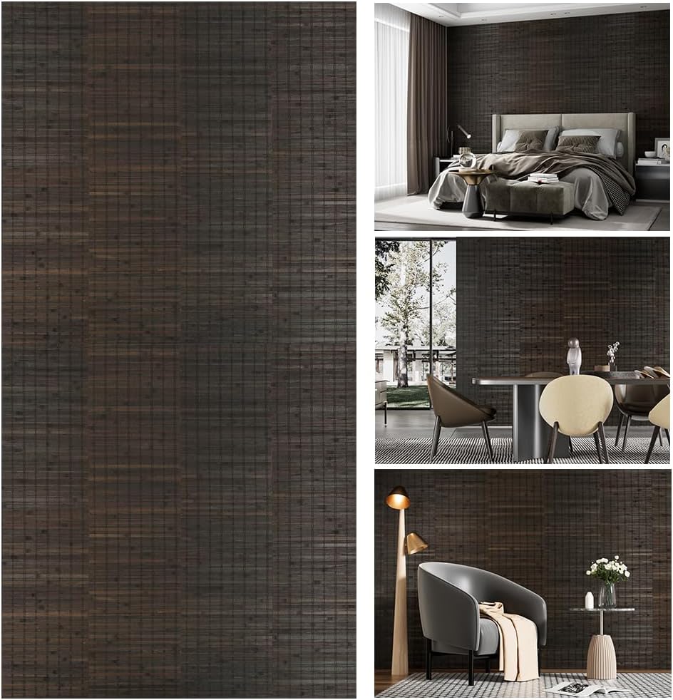 Bamboo Wall Paneling for Home Decor, Wainscoting and Ceiling Covering, 47.2x11.8 in (4 Packs),Ebony Black