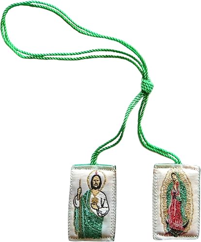 Escapulario De San Judas Tadeo con la Virgen de Guadalupe Jude el Apóstol con Nuestra Señora de Guadalupe Algodón poliéster