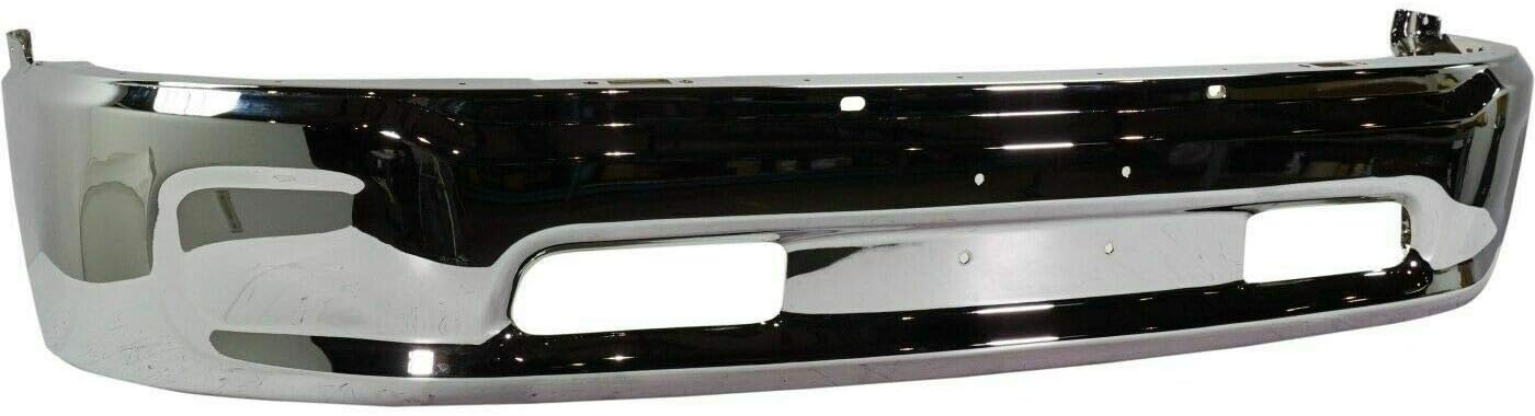 Front Bumper Chrome Steel + Upper Cover Primed + Lower Valance Air Dam For 2013-2018 RAM 1500 Pickup Direct Replacement
