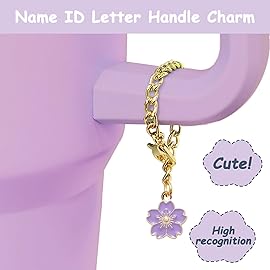 Stanley Cup Accessories Set,Including 2 Pcs 0.4in Straw Cover, 1 Silicone Spill-Proof Stopper Set of 3, 1 Cute Purple Flower Handle Charm, 1 Silicone Boot Fits Stanley 40&30 Oz Tumbler (Lilac)