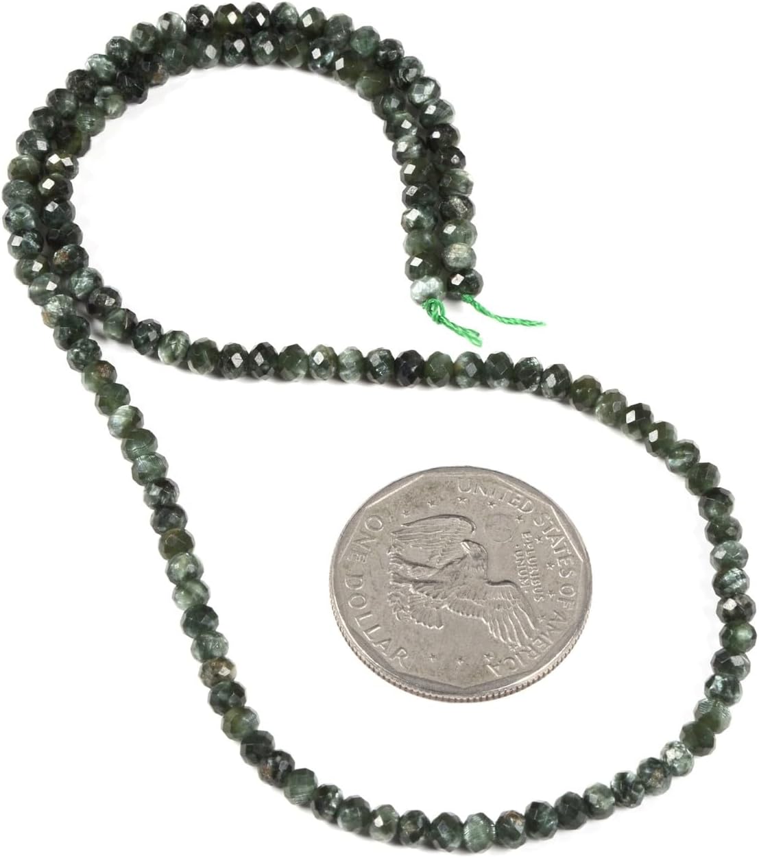 Seraphinite Natural Gemstone 4mm Faceted Rondelle Spacer Loose Beads 16 Inch for Jewelry Making Beads