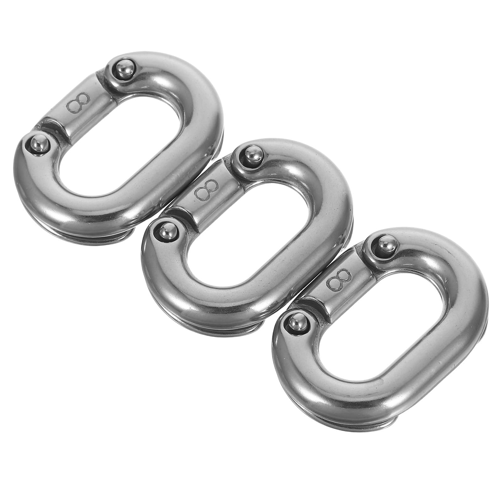 Lot de 3 chaînes en acier inoxydable 316 de 8 mm - Anneaux de connexion rapide pour chaînes d'ancre cassées dans le domaine maritime et industriel