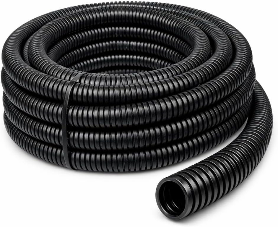 Sylix® 10mm OD Flexible PVC Corrugated Conduit Pipe – Black Electrical Wire Protection Tube (100 MTR)