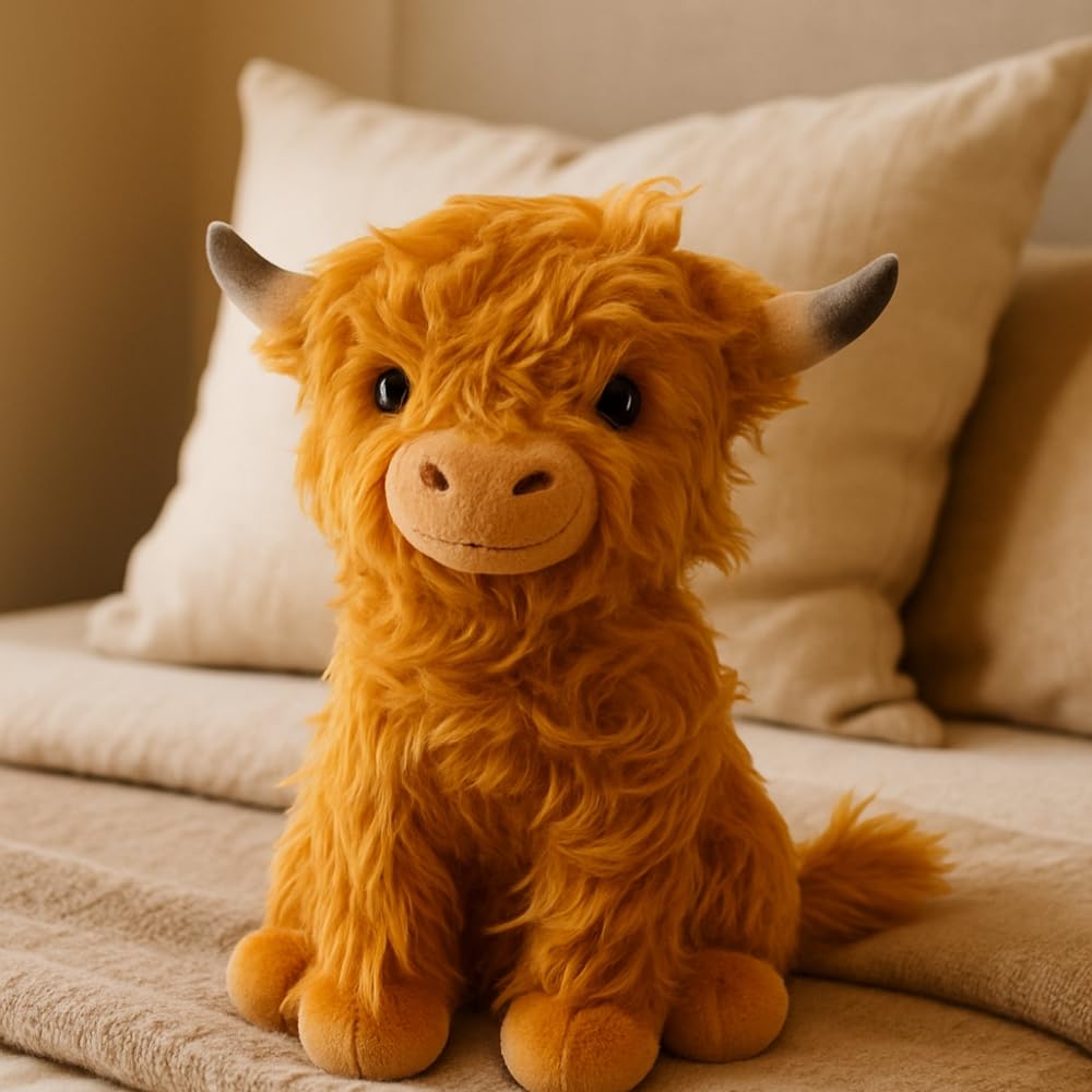 Highland Cow Plush Toy, Soft & Cuddly Highland Cow Teddy, Cute Stuffed Animal for Kids & Adults, Fluffy Farm Animal Plushie - Image 3
