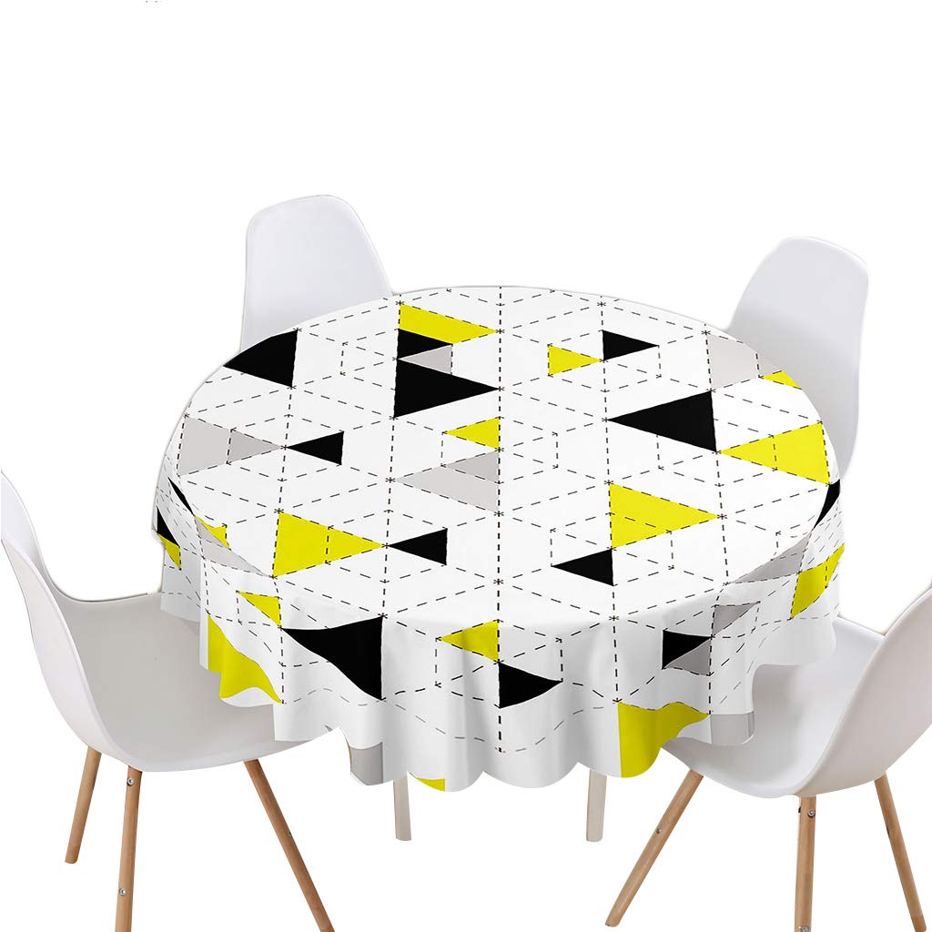 Highdi Impermeable Mantel de Redondo, Antimanchas Lavable Manteles Moderno Decoración para Salón, Cocina, Comedor, Mesa, Interior y Exterior (Triángulo,Diámetro 100cm)
