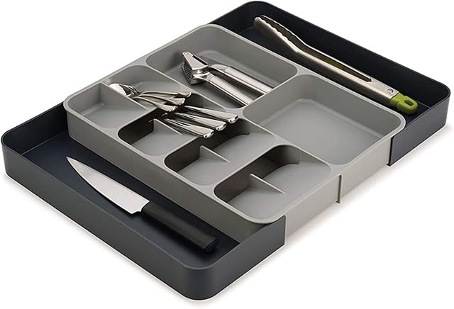 Expandable Cutlery Tray Anti-Slip Plastic Cutlery Organiser for Kitchen, Office, School Non-Toxic Kitchen Drawer Organiser for Utensils Spoon Fork - BPA-Free