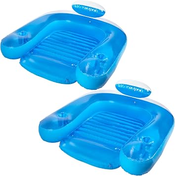 Poolmaster Paradise Water Chair, Inflatable Adult Pool Float Lounge Chair with Backrest, Armrests & Dual Cup Holders, Comfortable Floating Seat for Pool, Lake, Beach or River Relaxation